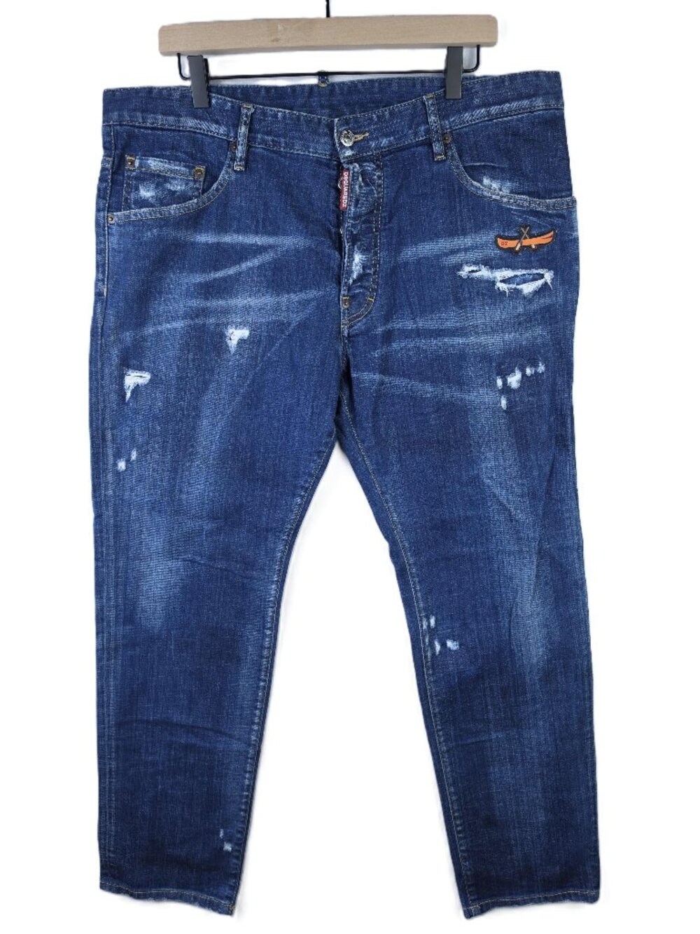 DSQUARED2 Italy Run Dan Jeans Distressed Applique Cotton Blend size 54 Men's XXL
